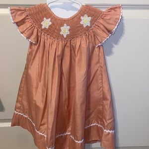Beach orange smocked dress - star fish